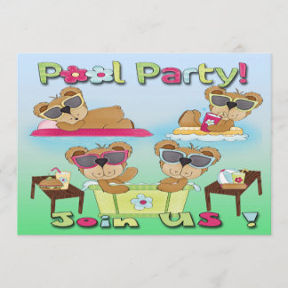 Teddy Bear Pool Party Einladungen