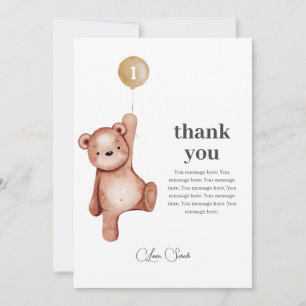 Teddy Bear Premier Carte de remerciements d'annive