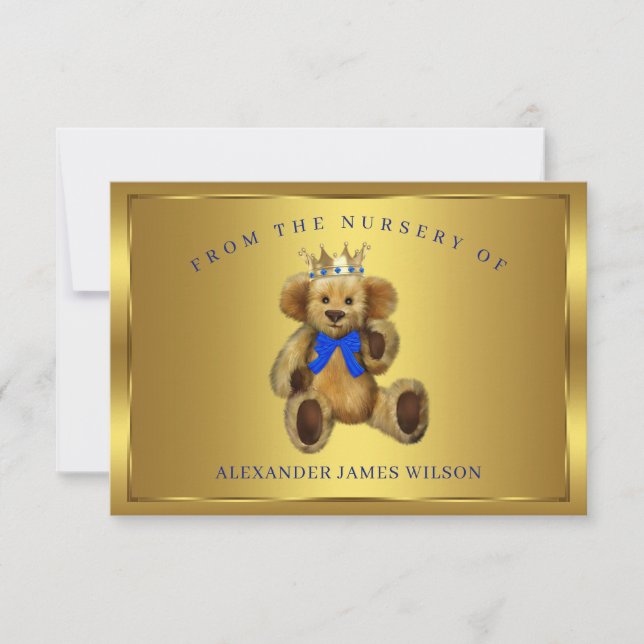 Teddy Bear Prince Baby Dusche Vielen Dank Karten (Vorderseite)