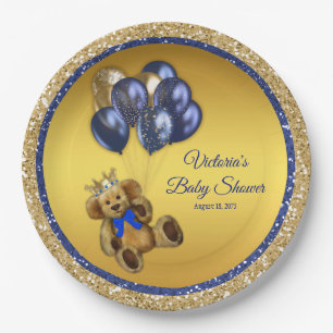 Teddy Bear Prince Balloon Babydusche Pappteller