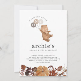 Teddy Bear Pumpkin - Einladung zum 1. Geburtstag F