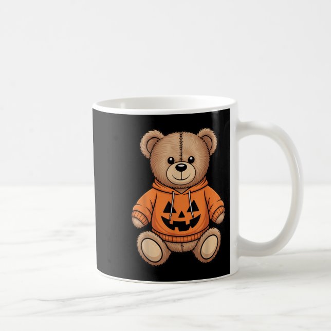 Teddy Bear Pumpkin Graphic Fall Halloween Kaffeetasse (Rechts)