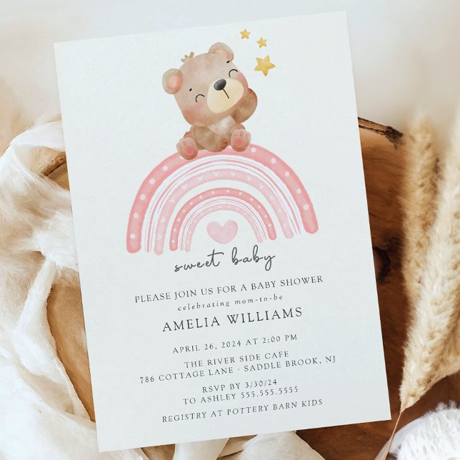 Teddy Bear Rainbow Baby Shower Einladung (Von Creator hochgeladen)