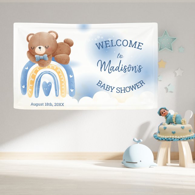Teddy Bear Rainbow Boys Babydusche Banner (Von Creator hochgeladen)