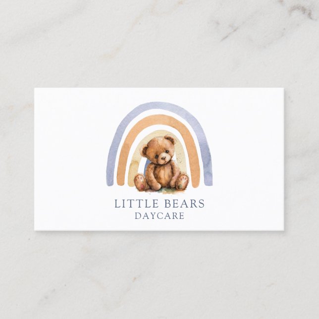 Teddy Bear Rainbow Chilcare Daycare Visitenkarte (Vorderseite)