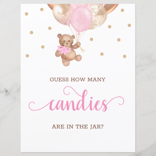 Teddy Bear rät, wie viele Candies Babydusche signi (Vorderseite)