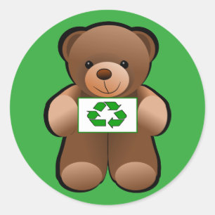 Teddy Bear Recycle Symboldesign Runder Aufkleber