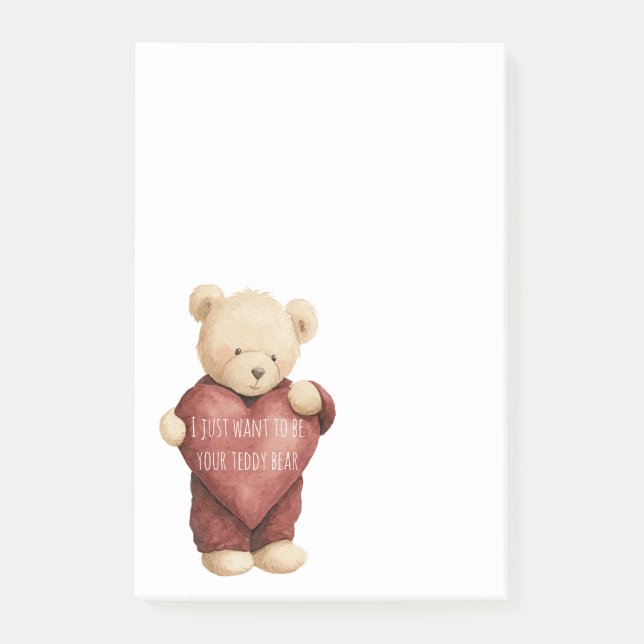 Teddy Bear Red Heart Post-it Klebezettel (Vorderseite)