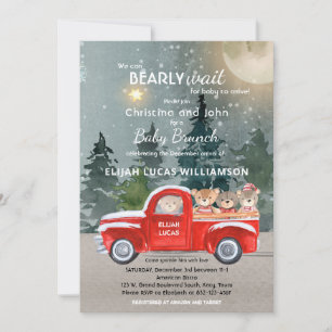 Teddy Bear Red Truck Winter Baby Dusche Einladung