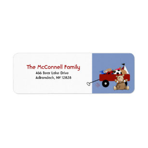 Teddy Bear Red Wagon PRINTABLE ADDRESS ETIKETTEN