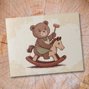 Teddy Bear reitet ein Rockpferd