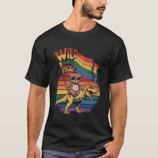 Teddy Bear reitet einen Dinosaurier mit Regenbogen T-Shirt