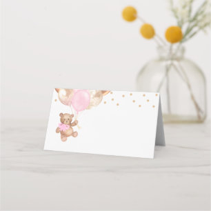 Teddy Bear Rose Gold Balloons Babydusche Platzkarte