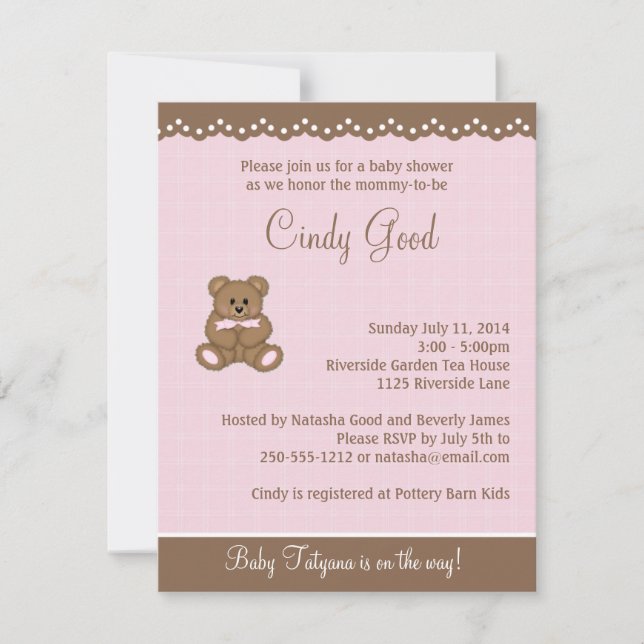 Teddy Bear Rose Petite Invitation (Devant)