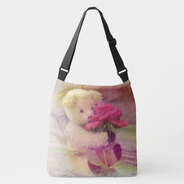Teddy Bear Rose Tragetaschen Mit Langen Trägern (Vorderseite)