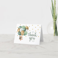 Teddy Bear Sage Green Baby Dusche Danke Karte