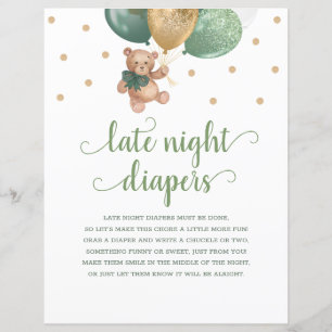 Teddy Bear Sage Green Spate Night Diaper Game