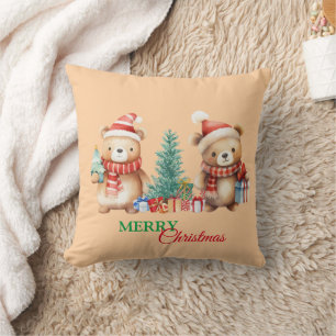Teddy Bear Santa Red Green Frohe Weihnachts-Party Kissen