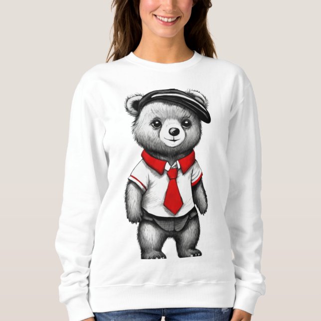 Teddy Bear School Uniform Süße Tier Design Sweatshirt (Vorderseite)