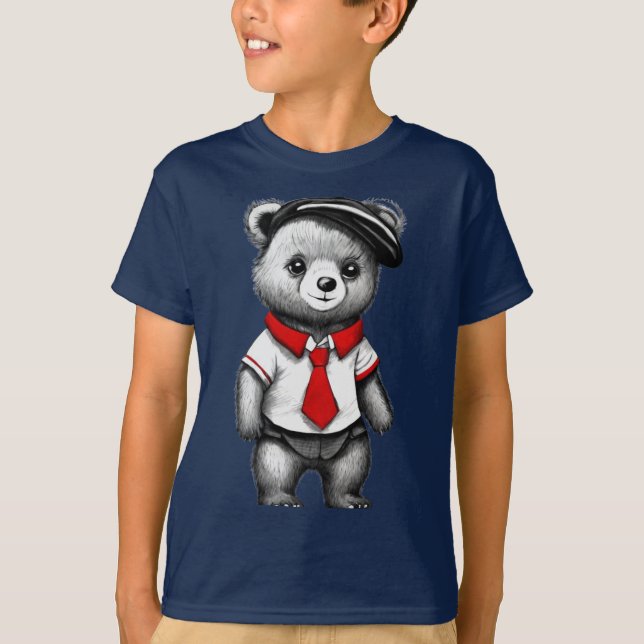 Teddy Bear School Uniform Süße Tier Design T-Shirt (Vorderseite)
