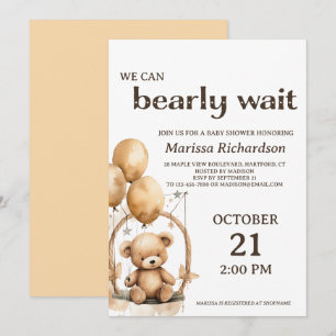 Teddy Bear Sexe Baby shower neutre Invitation