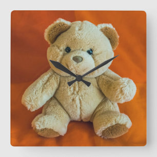Teddy bear square wall clock quadratische wanduhr