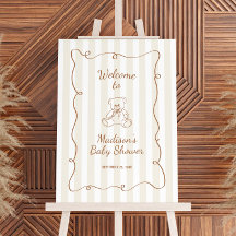 Teddy Bear Squiggle Frame Baby Dusche Willkommen