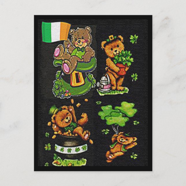Teddy Bear St. Patrick's Day Collection Postkarte (Vorderseite)