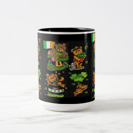 Teddy Bear St. Patrick's Day Collection Zweifarbige Tasse