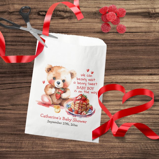 Teddy Bear Strawberry Pancake Brunch Babydusche Geschenktütchen (Von Creator hochgeladen)