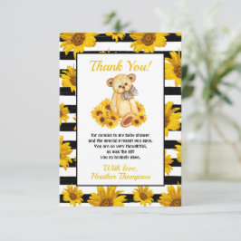 Teddy Bear Sunflower Baby Dusche Dankeskarte