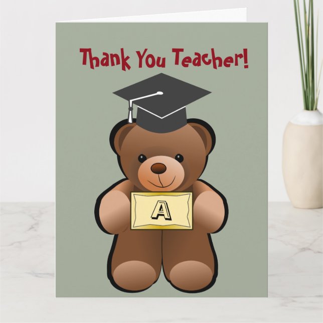 Teddy Bear Teacher Danke Karte (Vorderseite)