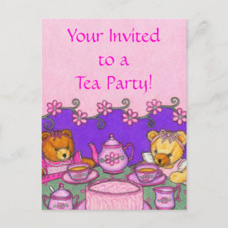 Teddy Bear Tee Party ~ Postcard Einladung