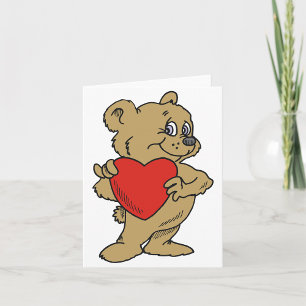 Teddy Bear Tenant Une Cartes De Notes Du Coeur Rou