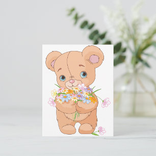 Teddy Bear Tenant Une Invitation Bouquet