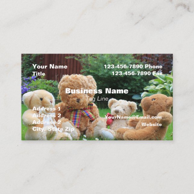 Teddy Bear Theme Carte de visite HAMbyWhiteGlove (Devant)