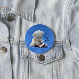 Teddy Bear Time to Read Blue Stuffanimal, ZKOA Button