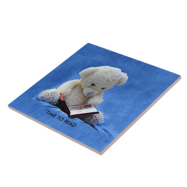Teddy Bear Time to Read Blue Stuffed Animal, ZKOA Fliese (Seite)