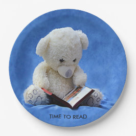 Teddy Bear Time to Read Blue Stuffed Animal, ZKOA Pappteller