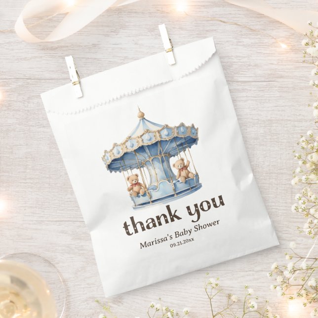 Teddy Bear Twin Boy Baby Dusche Vielen Dank Geschenktütchen (Ausgeschnitten)