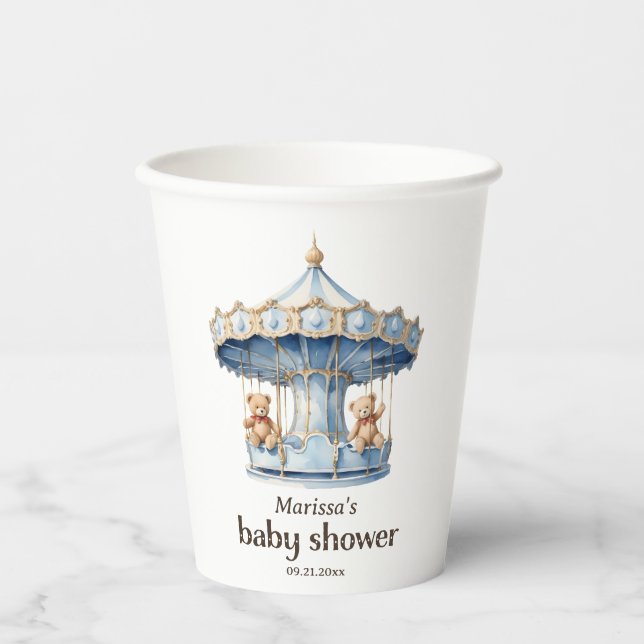 Teddy Bear Twin Boys Baby Shooting Paper Cup Pappbecher (Vorderseite)