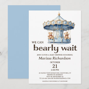 Teddy Bear Twin Boys Baby Shower Einladung