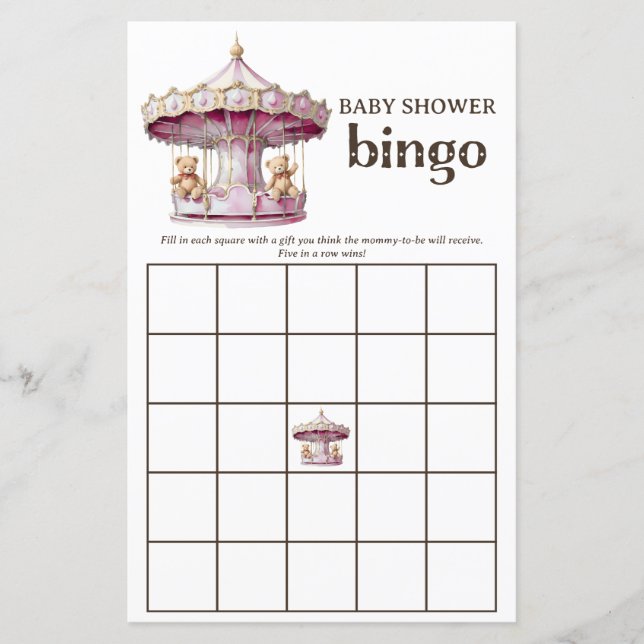 Teddy Bear Twin Girls Babydusche Bingo Spiel (Vorderseite)
