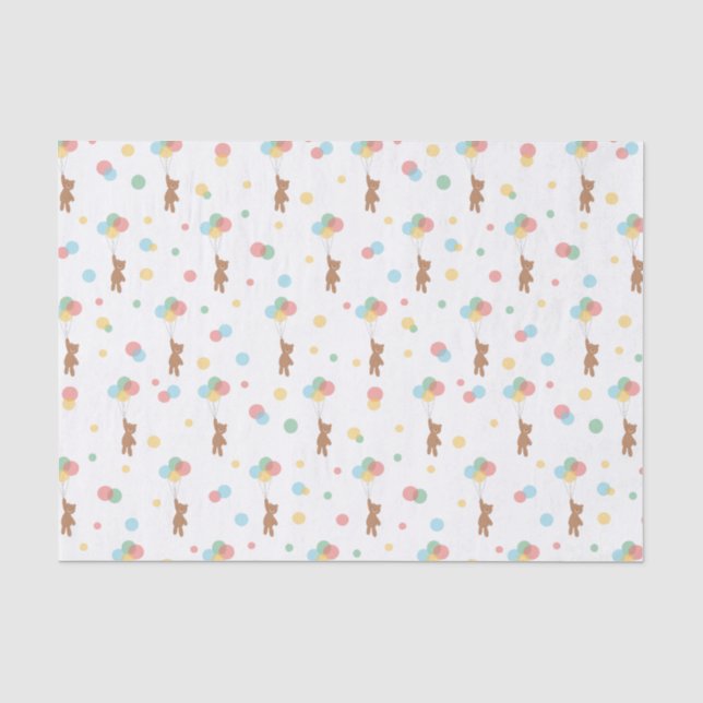 Teddy Bear und Balloons Niedliches Muster Baby Ges Seidenpapier (Vorderseite)