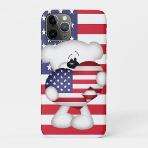 Teddy Bear und Big USA Flag Herz Case-Mate iPhone Hülle