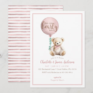 Teddy Bear und Eucalyptus Balloon Baby Show Einladung