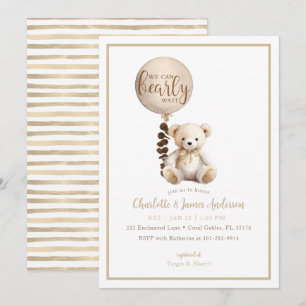 Teddy Bear und Eucalyptus Balloon Baby Show Einladung