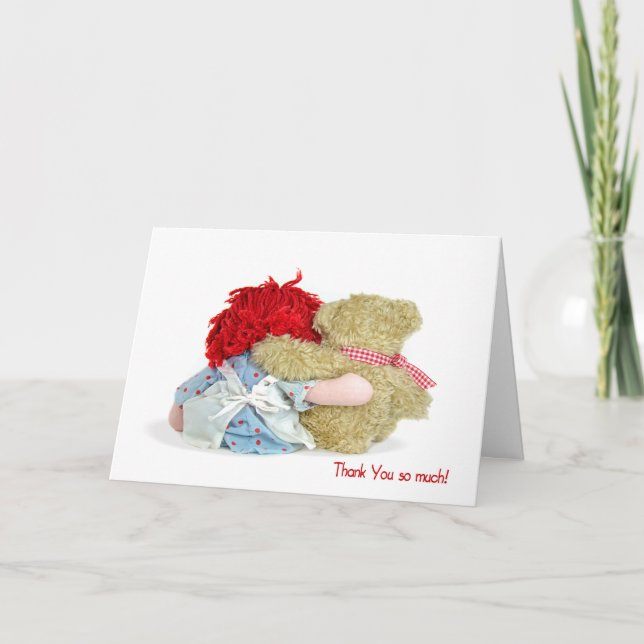 Teddy Bear und Rag Doll Vielen Dank Dankeskarte (Vorderseite)