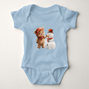 Teddy Bear und Snowman Baby Strampler