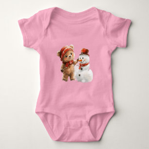 Teddy Bear und Snowman Baby Strampler